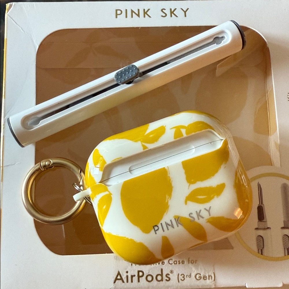 Pink Sky 3rd Generation Lemons Yellow and White AirPods Case